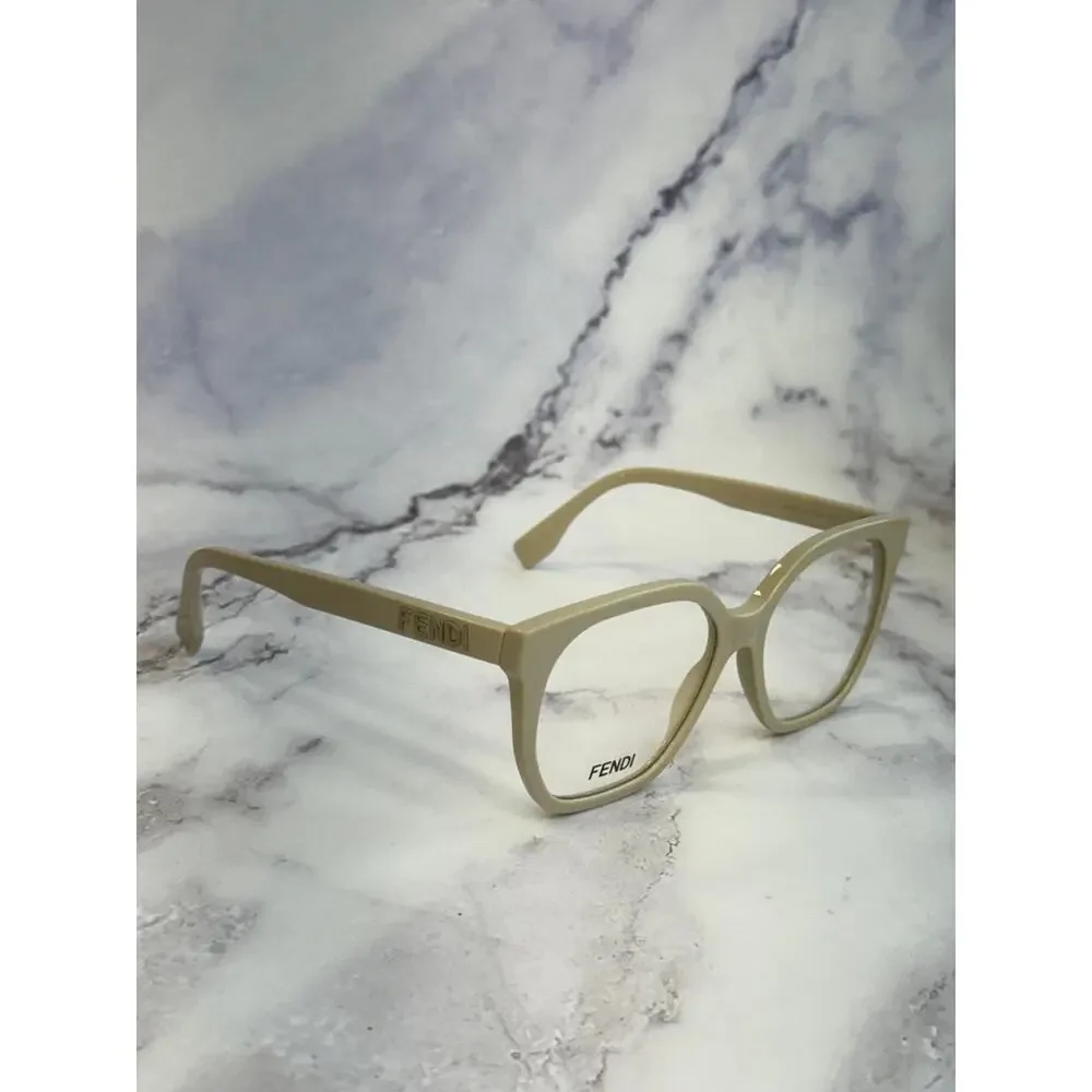 NEW Fendi FE50087I Bone White Oversized Square Eyeglasses Frames